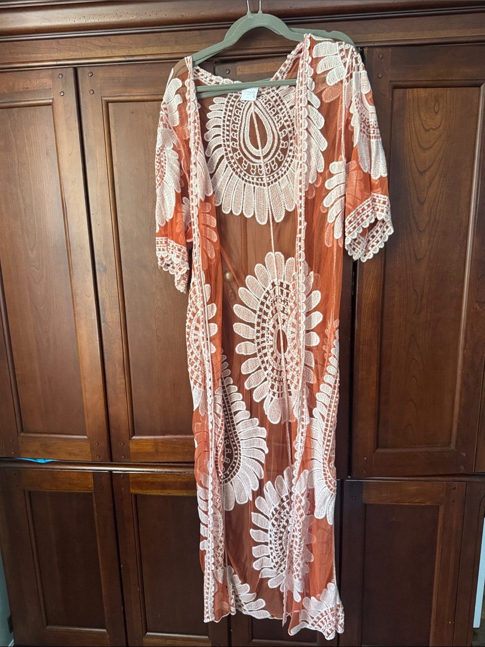 Siren Lily Rust and Cream Crochet Duster